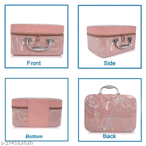 Premium Pink Marble Print Makeup Kit – Stylish Vanity Box"
