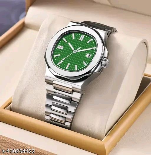 Luxury Analog Men's Watch Combo - Green, Blue & Black Dial | Stainless Steel Strap | Date Display